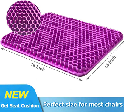 Gel Seat Cushion, Double Thick Egg Gel Cushion for Pressure Pain Relief, Breathable Wheelchair Cushion Chair Pads for Car Seat Office Chair (Violet)