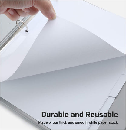 5-Tab Binder Dividers, HERKKA 3 Ring Binder Dividers with Reinforced Edge, 3 Hole Punch Section Index Dividers for Binders, 1/5-Cut Tabs, Letter Size, White, 120 Dividers