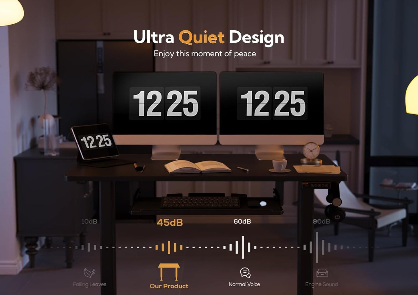 Claiks Standing Desk with Keyboard Tray, Standing Desk Adjustable Height, Raising Desks for Home Office and Computer Workstation, 55 Inches, Black