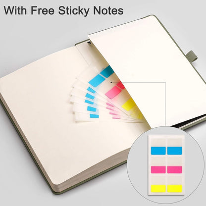 EMSHOI Notebook College Ruled - 256 Numbered Pages, 120 Gsm Thick Paper, A5 Hardcover Leather Lined Journal for Men & Women Work School Journaling Writing Diary 5.7" X 8.3"(Green)