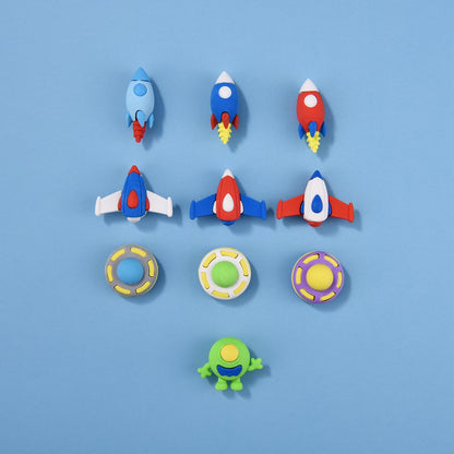 24 Pakc Alien Ship Erasers for Kids, 3D Puzzle Erasers for Boys Girls, Fun Eraser for School Supplies Prize Gifts Party Favors