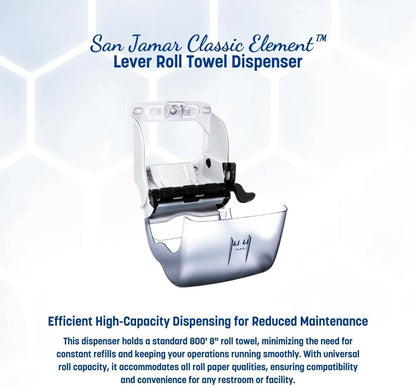 San Jamar Classic Element Paper Towel Dispenser Fits All Core Sizes with Lever for Bathroom, Kitchens, and Restaurants, Plastic, 8.5 x 12.5 x 12.75 Inches, Arctic Blue