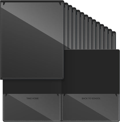 Henoyso 24 Pcs Folders Take Home Heavy Duty 2 Pocket Homework Folders with Clear Front Pockets for Elementary Students Parent Teacher Communication (Black)