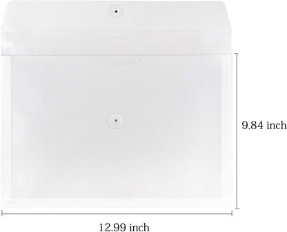 Clear String Closures Poly Envelopes Side Opening Folder Pocket Pack of 20 Bottom with Expanding Gusset