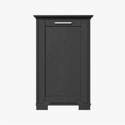 OLD CAPTAIN Wooden Tilt Out Trash Cabinet, Wooden Kitchen Garbage Can Free Standing Holder, Black Finish…