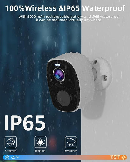 2Pack 5G&2.4G Security Cameras Wireless Outdoor ,2K Camera for Home Security with Motion Detection Spotlight Siren Alarm WiFi Surveillance Indoor Camera, Color Night Vision, 2-Way Talk, IP65, Cloud/SD