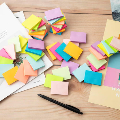 (50 Pads) Sticky Notes 1.5x2, 10 Colors Self Sticky Notes, Sticky Pads, Recyclable, Self-Stick Pads, Easy to Stick for Home, Office, Notebook