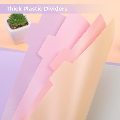 SKYDUE Durable Plastic 8-Tab Dividers,2sets,Big Tab Dividers for 3 Ring Binder, Write&Erase 3 Ring Binder Dividers with Tabs,with Sticker Labels