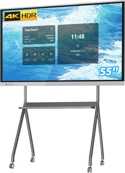 55" Touchscreen Monitor Smart Board, 4K Interactive Presentation Electronic Whiteboard with Android 13, Digital Signage Display for Office, Classroom,RAM 4GB+ ROM 32GB