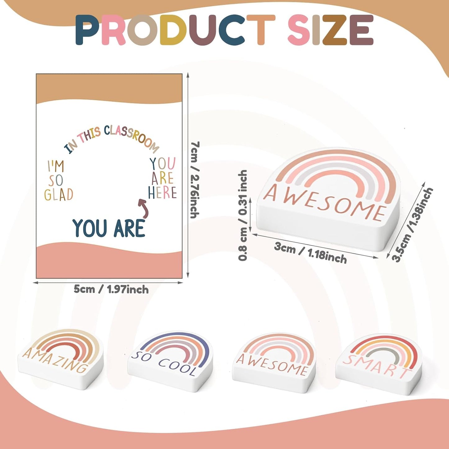 80 Sets Back to School Gifts for Students Rainbow Erasers Bulk with Greeting Cards 3D Novelty Desk Erasers for Kids Birthday Party Favors Classroom Rewards