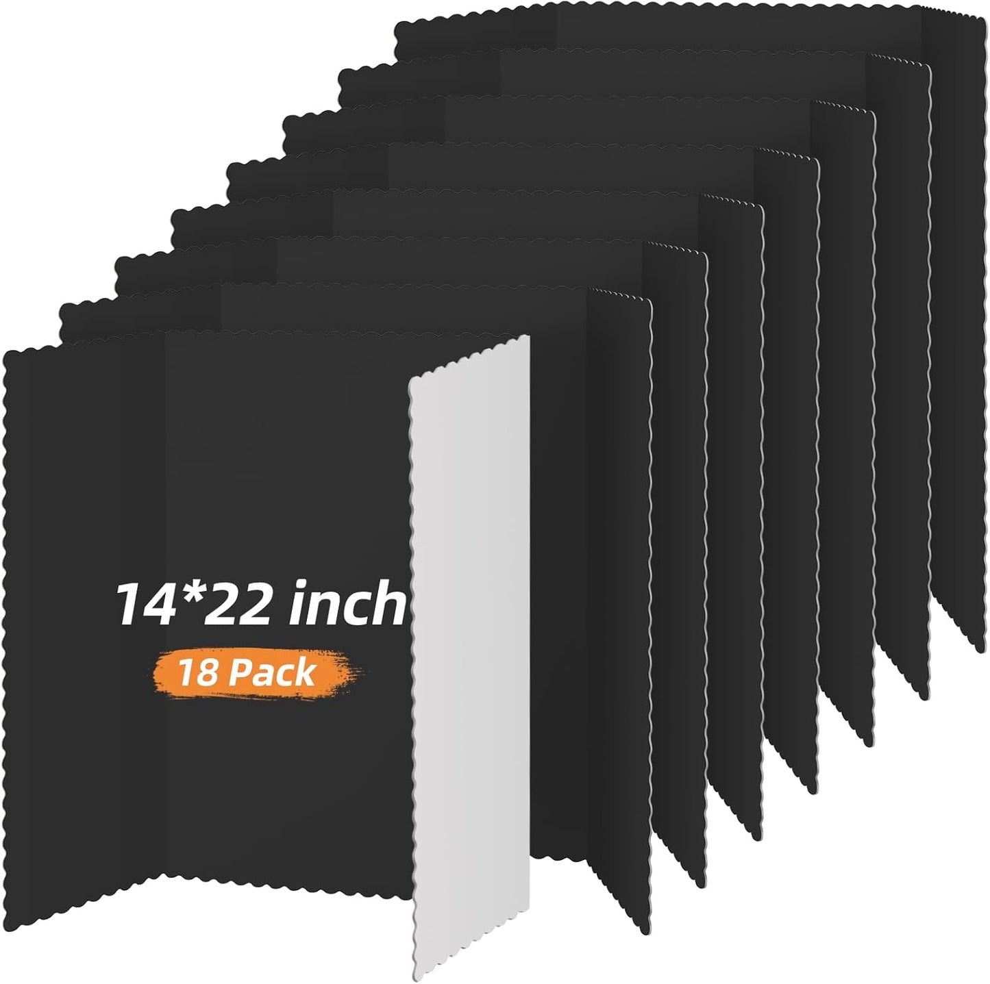 Ctosree 18 Pcs Tri Fold Poster Board Bulk, Lightweight Presentation Board, Science Fair Project Display Paperboard, Single Wall(14 x 22 Inch,Black)
