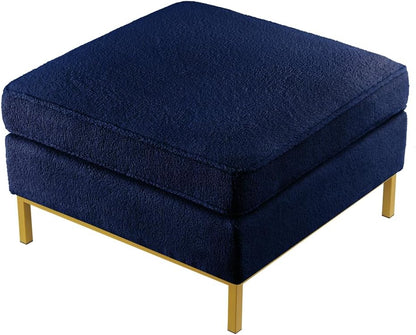 24KF Large Square Couch Ottoman for Living Room, Upholstered Teddy Fabric Padded Cushion Ottoman Table,Large Foot Rest,5088-Teddy Navy
