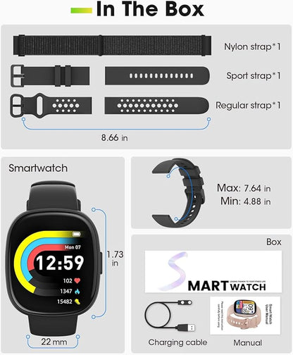 Fitness Trackers for Men Smart watch: Fitness Tracker with Blutooth Call 24/7 Heart Rate SpO2 Sleep Monitor IP68 Waterproof 120+ Sport Mode Activity Trackers Compatible iPhone Android Phones (3 Bands)
