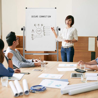 XIWODE 24x36 Inch Magnetic Double-Sided Mobile Whiteboard with Wheels, Adjustable Height, Flip & Rotate Design, Durable Square Tube Frame, for Office, Classroom, Home, and Presentations