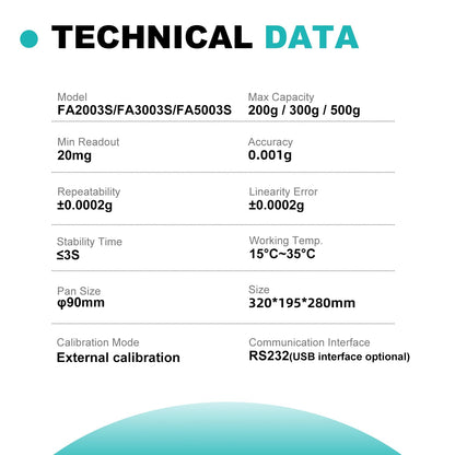 JOANLAB Analytical Balance 500g x 1mg Scale High Precision 0.001g Accuracy Digital Lab Scale for Laboratory Pharmacy Jewelry w/Front & Rear Display