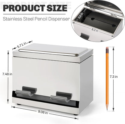 Stainless Steel Pencil Dispenser/Pen Holder for Classroom Home Restaurant for Bulk Pencils Storage/Unwrapped Drinking Straws Storage (Silver)