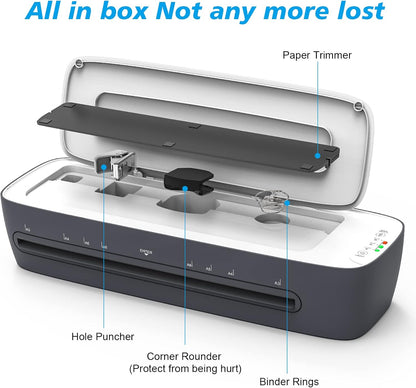 Laminator Machine 13-Inch Thermal Lamination with Laminating Sheets 9 in1 Office Desktop Laminate Machine, Portable A3 Laminater for Teachers Personal 60S Warm-Up Never Jam