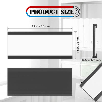 300 Pieces Magnetic Label Holders Channel Labels Racks Magnetic Card Holders with Protective Films and Replacement Strips for Metal Shelf, Filing Cabinet, Mailbox, Whiteboard (1 x 2 Inch)