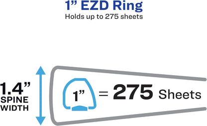 Avery Heavy-Duty View 3 Ring Binder with 1 Inch Rings, 5 Tab Easy Print & Apply Clear Label Binder Dividers, Office Supplies Set (01687)