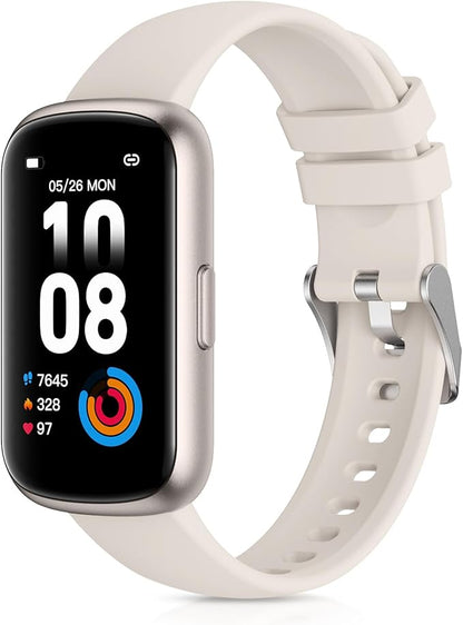 Fitness Tracker with 24/7 Heart Rate, Blood Oxygen, Sleep Monitor, 3ATM Waterproof Fitness Watch/Smart Watch/Activity Tracker, Pedometer/Step Counter, Calorie Tracker for Women Men, Starlight