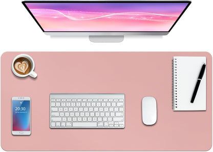 Boutilon Leather Desk Pad Protector,Non-Slip Mouse Pad,Laptop Desk Pad,Office Mouse Mat,Waterproof Leather Desk Blotter,Desk Writing Pad for Office and Home (L-Pink,35"x 17")