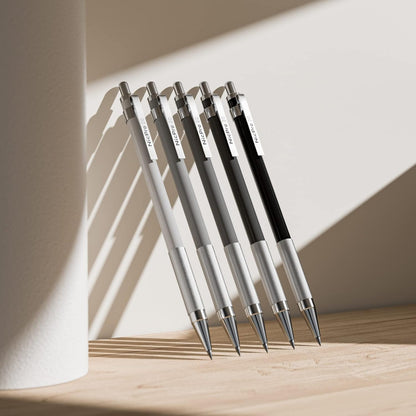 Nicpro 17PCS Metal 2mm Mechanical Pencil Set in Leather Case, 5 PCS 2.0 mm Lead Pencil Holders (4B 2B HB 2H 4H) 6 Tube Black Colored Lead Refills, Erasers, Sharpener For Art Drafting Sketching Drawing