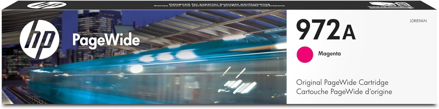 HP 972A PageWide Magenta Ink Cartridge for HP Printers | Works with Printer Series: PageWide Pro 452, 477, 552dw, 577 | L0R89AN