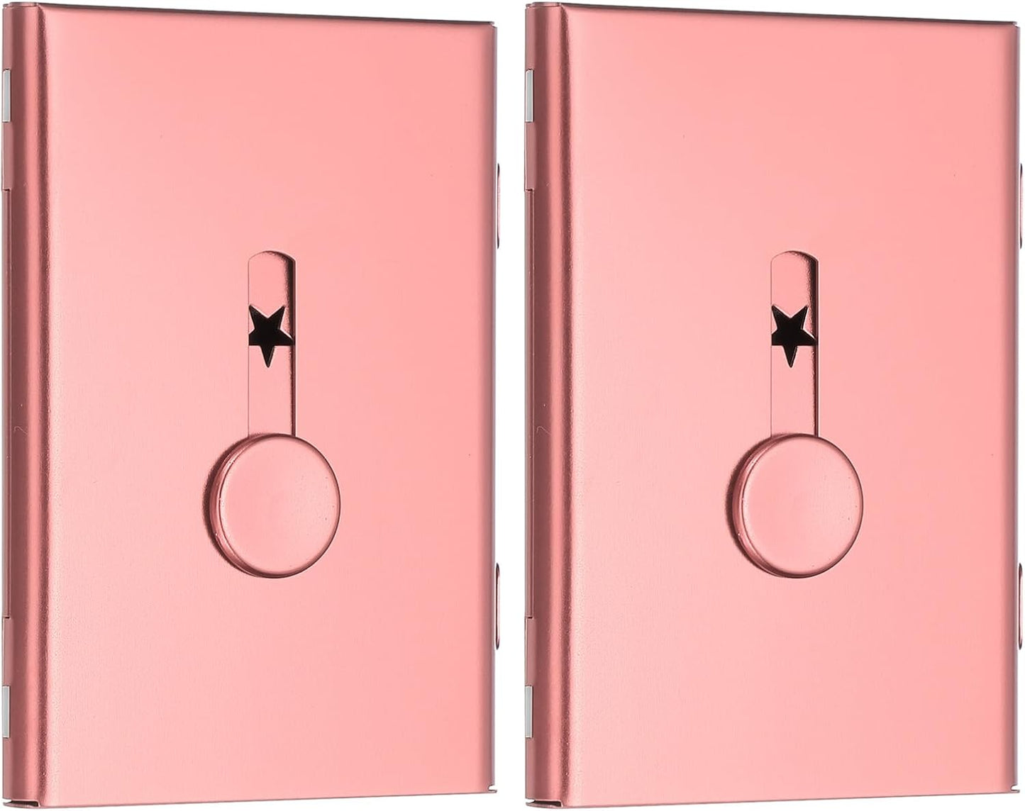 PATIKIL 2 Pcs Business Card Holder, Thumb Drive Business Card Holder Portable Business Card Holders Alloy Slide Out Card Case for Business Meeting, Rose Gold