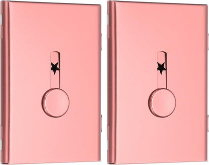 PATIKIL 2 Pcs Business Card Holder, Thumb Drive Business Card Holder Portable Business Card Holders Alloy Slide Out Card Case for Business Meeting, Rose Gold