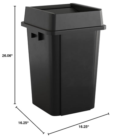 19 Gallon Black Square Commercial Trash Can with Lid