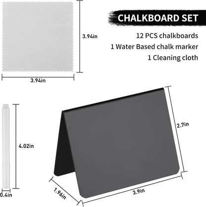 12 Pack 4"x3"Mini Chalkboard Signs for Chalk Sign for Food - Party - Buffet - Table Sign Chalkboard - Wedding - Bakery - Small