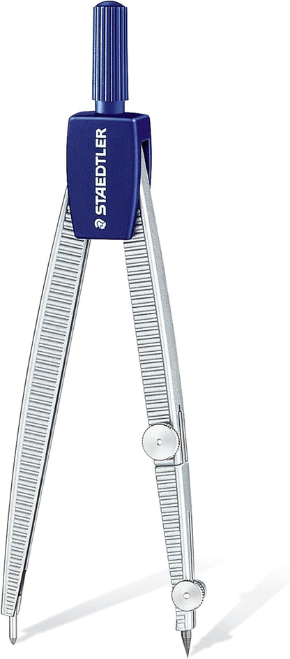 STAEDTLER Advanced Student Compass 2 Piece Set - Metal Compass with Quick-Set Center Wheel, Universal Adapter & Spare Lead, Draws Circles up to 10.25"