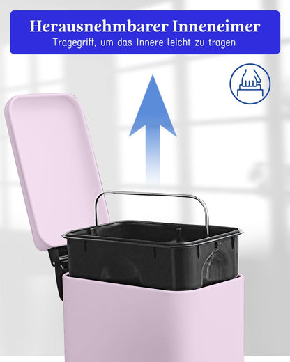 JM.YIPENG Bathroom Rubbish Bin, 5 Litre Cosmetic Bin, Small Waste Bin with Soft Close Lid, Bathroom Bin for Toilet, Bathroom, Bedroom, Living Room, Pink