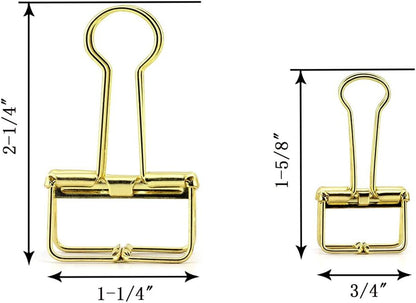 40-Pack Multi-purpose Metal Wire Binder Clip Set,20pcs 2.25 Inch & 20pcs 1.57 Inch Paper Metal Clips,for Home Office Supplier School Accessories - Gold