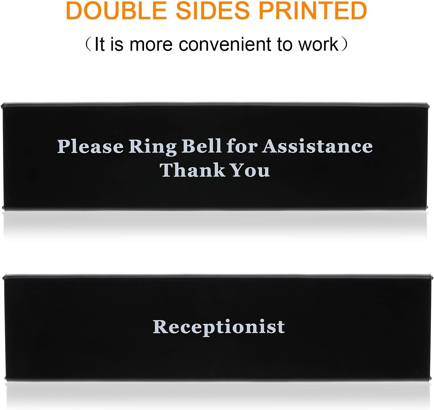 Boao Desk Service Dinner Bell Metal Silver Call Bell and Double Side No Receptionist Sign Please Ring Sign for Service Assistance for Hotel School Restaurant Reception Area(Sliver Bell)