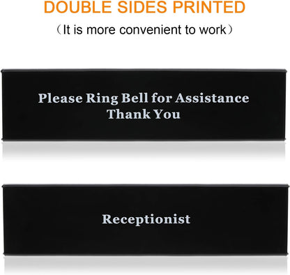 Boao Desk Service Dinner Bell Metal Silver Call Bell and Double Side No Receptionist Sign Please Ring Sign for Service Assistance for Hotel School Restaurant Reception Area(Sliver Bell)