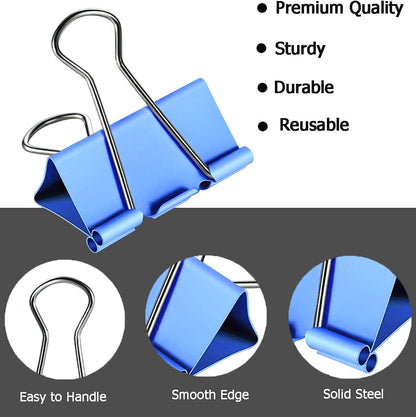 Vinaco 300PCS Paper Clips and Binder Clips Assorted Sizes, Colored Paper Clips (2" Large/1.3" Medium), Binder Clips (1" Medium /0.75" Small/0.6" Mini) and Rubber Bands for Home Office School