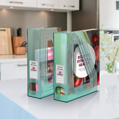 Acrimet Magazine File Holder, Durable Rack, Space-Saving Organizer (Plastic) (Clear Green Color) (2 pack)