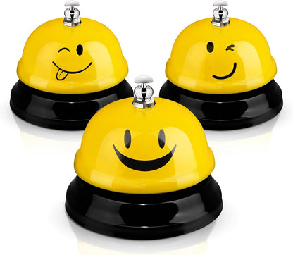 Hotop 3 Pcs Desk Bell for Service Funny Front Desk Smile Face Metal Ringer Call Bell for Kitchen Hotel Restaurant Classroom(Smile Face,Yellow)