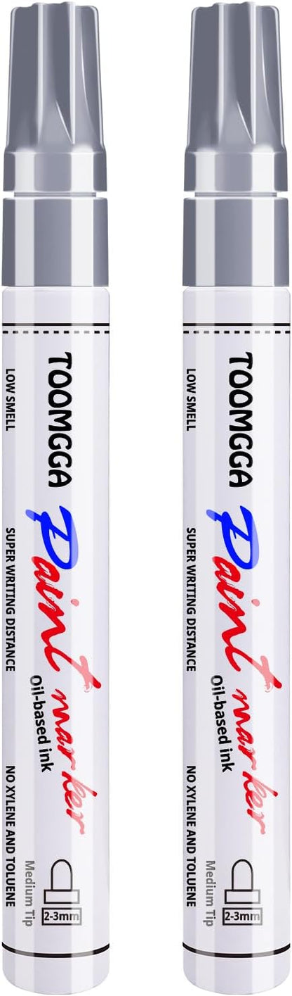 Silver Paint Pens Paint Markers Permanent Markers Oil Based for Metal Wood, Metal, Car Tyre,Wood, Plastic, Rock Painting, Glass, Craft Supplies,Waterproof
