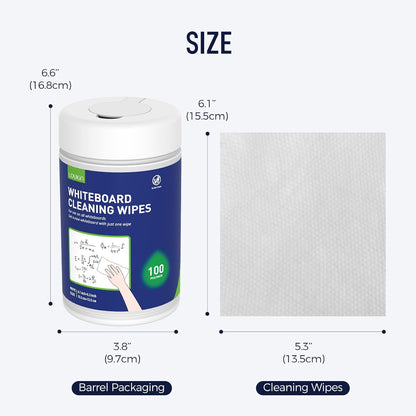 Loukin Whiteboard Cleaning Wipes, Dry Erase Board Cleaning Wipes, Non-toxic White board Wipes, 100 Wipes per Canister, 6 Pack