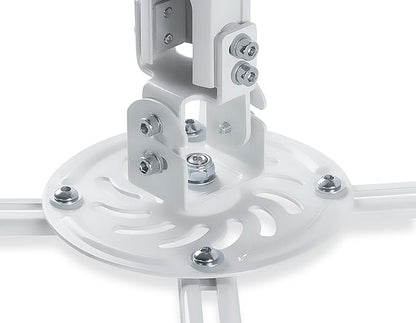 Mount-IT! Projector Ceiling Mount [30 lbs Capacity] Universal Bracket | 360 Full Motion with Tilt and Swivel Rotate | Adjustable Pole Height from 21-34.5 Inches, Extendable Arms (White | Long)