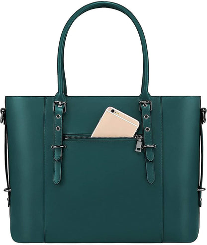 MOSISO PU Leather Laptop Tote Bag for Women, Waterproof Large Capacity Business Work Briefcase Shoulder Laptop Bag