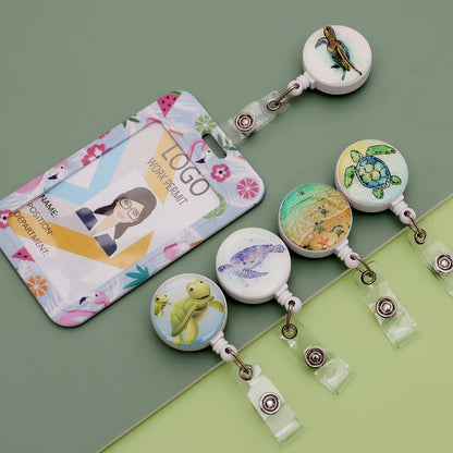 15 Pack Turtle Pig Cow Print Badge Reels Retractable Badge Holders,Id Badge Holder Retractable Clip, Funy Badge Reel Cute Badge Reel,Nursing Student Must Haves Perfect for School Office Men Women