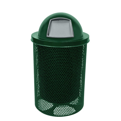 RDT-P-GRN Heavy Duty Round Trash Receptacle with Dome Top, Liner Included, 32 Gallon, Green, Made in America