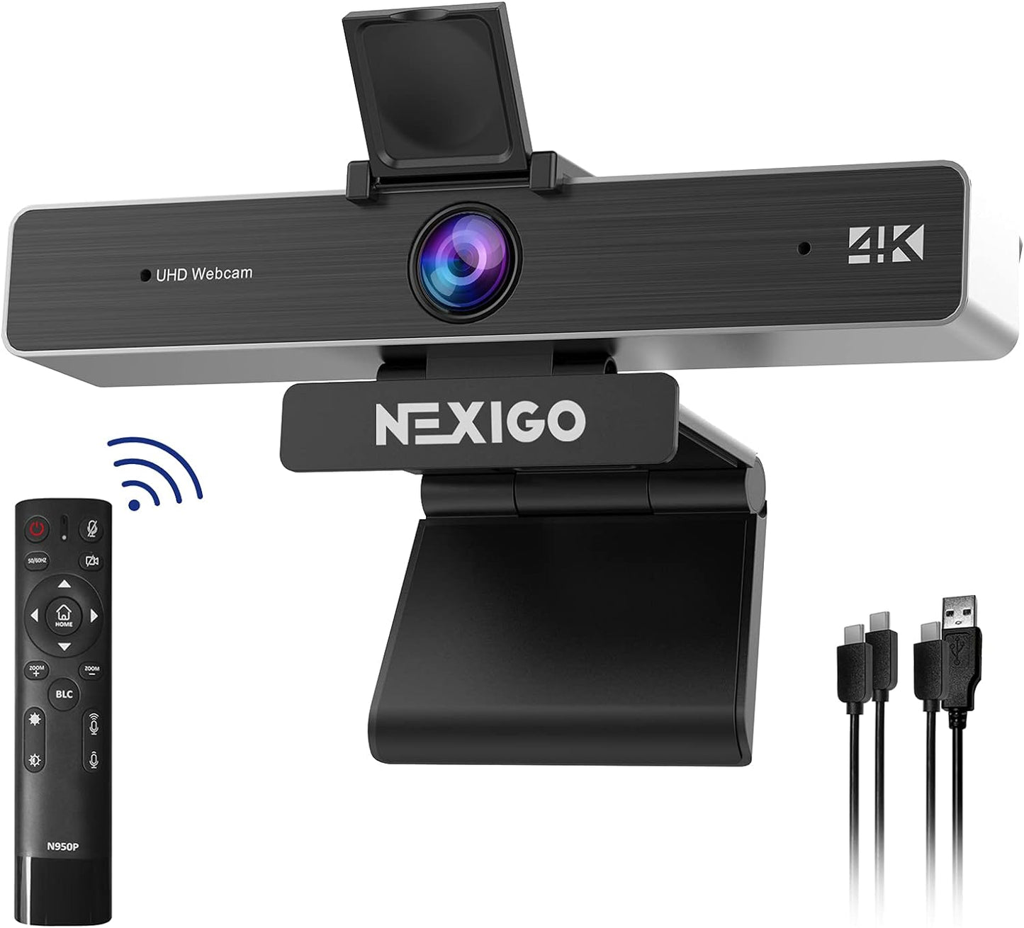 Zoom Certified, NexiGo N950P (Gen 2) 4K Zoomable Webcam, RF Remote, Sony_Starvis Sensor, 5X Digital Zoom, Pro Web Camera with Dual Stereo Mics, for Zoom Skype Teams Twitch