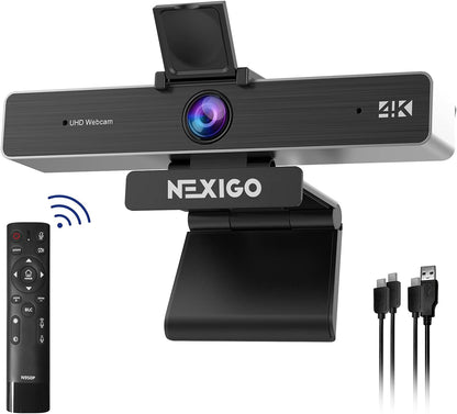 Zoom Certified, NexiGo N950P (Gen 2) 4K Zoomable Webcam, RF Remote, Sony_Starvis Sensor, 5X Digital Zoom, Pro Web Camera with Dual Stereo Mics, for Zoom Skype Teams Twitch