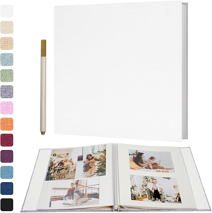 Vienrose Large Photo Album Self Adhesive for 4x6 5x7 8x10 Pictures Scrapbook Album DIY Scrap Book 40 Sticky Pages with A Metallic Pen
