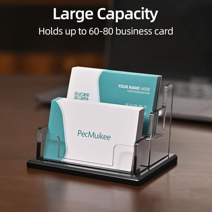PecMuikee Business Card Holder for Desk，Acrylic Business Card Display Stand,Multiple Business Card Holders for Office, Exhibition, Home, Restaurant 2 Slot 2 Tier