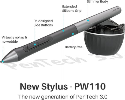 HUION Drawing Tablet Inspiroy 2 Small, Digital Art Tablet with Scroll Wheel, 6 Hotkeys, Battery-Free Stylus, Graphics Tablet for Drawing, Design, Writing, Work with PC, Mac & Android, Black